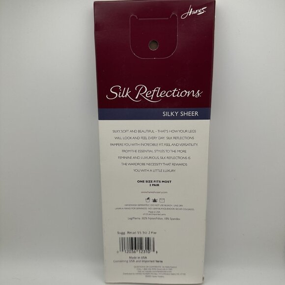Hanes Silk Reflections Sheer KneeHighs Sandal 725 Barely There 2 Pairs One Size - Picture 3 of 3